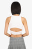 Juun.J White Knit Cropped Cut-Out Back Top Size 36
