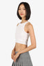 Juun.J White Knit Cropped Cut-Out Back Top Size 36