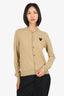 Comme De Garcons Play Biege Wool Heart Patch Cardigan Size L