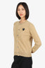 Comme De Garcons Play Biege Wool Heart Patch Cardigan Size L