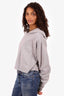 Miu Miu Grey Logo Embroidered Cropped Sweatshirt Size S