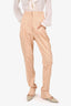 Jean Paul Gaultier Pink Satin Floral Slim Leg Trousers Size 8