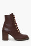 Stuart Weitzman Burgundy Leather Chain Detail Lace Up Boots Size 11