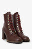Stuart Weitzman Burgundy Leather Chain Detail Lace Up Boots Size 11