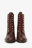 Stuart Weitzman Burgundy Leather Chain Detail Lace Up Boots Size 11
