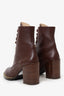 Stuart Weitzman Burgundy Leather Chain Detail Lace Up Boots Size 11