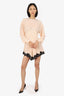 Alessandra Rich Silver/Red Crystal Embellished Mesh Long Sleeve Mini Dress Size 40
