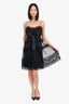 Escada Black Polka Dot Tulle Bow Detail Mini Dress Size 38