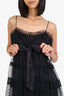 Escada Black Polka Dot Tulle Bow Detail Mini Dress Size 38