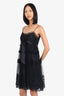 Escada Black Polka Dot Tulle Bow Detail Mini Dress Size 38