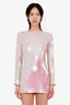 Balmain Iridescent Sequin Long Sleeve Mini Dress Estimated Size S