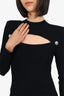 Balmain Black Ribbed Knit Cutout Detail Long Sleeve Top Estimated Size S