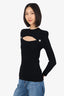 Balmain Black Ribbed Knit Cutout Detail Long Sleeve Top Estimated Size S
