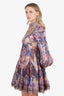 Zimmermann Purple/Orange Printed Silk Long Sleeve Mini Dress Size 1