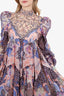 Zimmermann Purple/Orange Printed Silk Long Sleeve Mini Dress Size 1