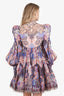 Zimmermann Purple/Orange Printed Silk Long Sleeve Mini Dress Size 1