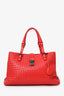 Bottega Veneta Red Intrecciato Leather Roma Bag