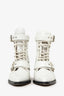 Chloe White Patent Leather Pointed Cut-Out Buckle Detail Block Heel Boots Size 36