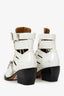 Chloe White Patent Leather Pointed Cut-Out Buckle Detail Block Heel Boots Size 36