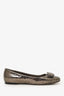 Salvatore Ferragamo Silver Leather Metallic Mosaic Ballet Flats Size 5.5