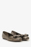 Salvatore Ferragamo Silver Leather Metallic Mosaic Ballet Flats Size 5.5