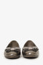 Salvatore Ferragamo Silver Leather Metallic Mosaic Ballet Flats Size 5.5
