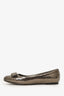 Salvatore Ferragamo Silver Leather Metallic Mosaic Ballet Flats Size 5.5