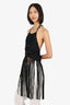 Black Knit Fringe Halter Neck Top Size OS