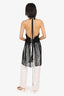 Black Knit Fringe Halter Neck Top Size OS