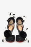 Christian Louboutin Black Satin/Feather Peep Toe 20th Anniversary Heels Size 35.5