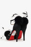 Christian Louboutin Black Satin/Feather Peep Toe 20th Anniversary Heels Size 35.5