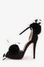 Christian Louboutin Black Satin/Feather Peep Toe 20th Anniversary Heels Size 35.5