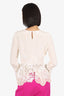 Oscar De la Renta Cream Silk/Lace Pleated Detail Blouse Size 4