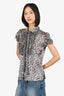 Blumarine Blugirl Leopard print Ruffle Detail Short Sleeve Top Size 42