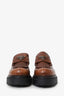 Prada Double Chocolate Brushed Leather Platform Loafer Size 41