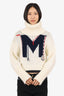 Moncler White Wool-Blend M-Logo Turtleneck Sweater Size XS