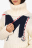 Moncler White Wool-Blend M-Logo Turtleneck Sweater Size XS