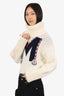 Moncler White Wool-Blend M-Logo Turtleneck Sweater Size XS