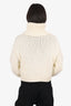 Moncler White Wool-Blend M-Logo Turtleneck Sweater Size XS