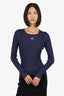 Loewe Navy Giltter Anagram Embroidered Metallic Rib Crewneck Sweater Size S