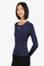 Loewe Navy Giltter Anagram Embroidered Metallic Rib Crewneck Sweater Size S