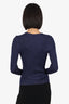 Loewe Navy Giltter Anagram Embroidered Metallic Rib Crewneck Sweater Size S