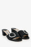 Jimmy Choo Black Leather Crystal Buckle Sandals Size 37