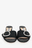 Jimmy Choo Black Leather Crystal Buckle Sandals Size 37