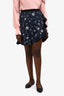 Self-Portrait Navy Star Print Ruffled Mini Skirt Size 8 US