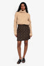 Louis Vuitton Brown/Yellow Monogram Wool Mini Skirt Size 40