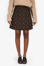 Louis Vuitton Brown/Yellow Monogram Wool Mini Skirt Size 40
