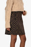 Louis Vuitton Brown/Yellow Monogram Wool Mini Skirt Size 40