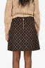 Louis Vuitton Brown/Yellow Monogram Wool Mini Skirt Size 40