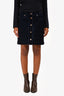 Louis Vuitton Dark Blue Velvet Denim Pattern Buttoned Mini Skirt Size 40